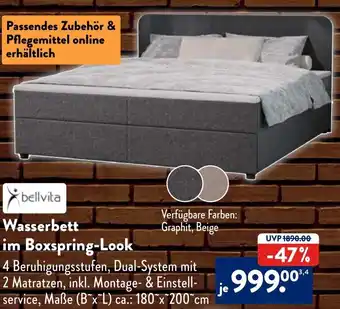 Aldi Süd bellvita Wasserbett im Boxspring-Look Angebot