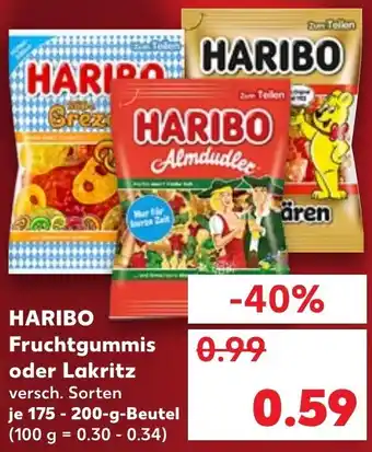 Kaufland HARIBO Fruchtgummis oder lakritz 100g Angebot