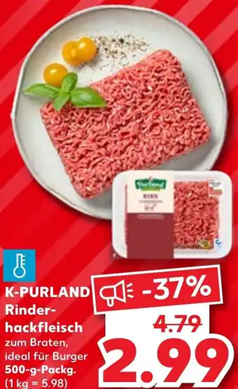 Kaufland K-PURLAND Rinderhackfleisch 500 g Packg. Angebot