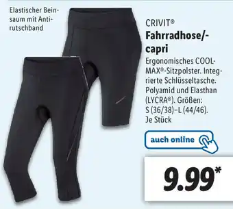 Lidl Crivit Fahrradhose/capri Angebot