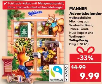 Kaufland MANNER Adventskalender 260 g Packg. Angebot