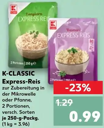 Kaufland K-CLASSIC Express-Reis 250 g Packg. Angebot