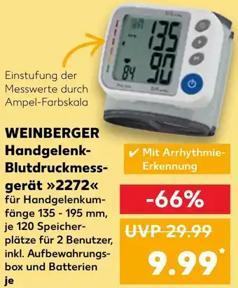 Kaufland WEINBERGER Handgelenk Blutdruckmessgerät 2272 Angebot