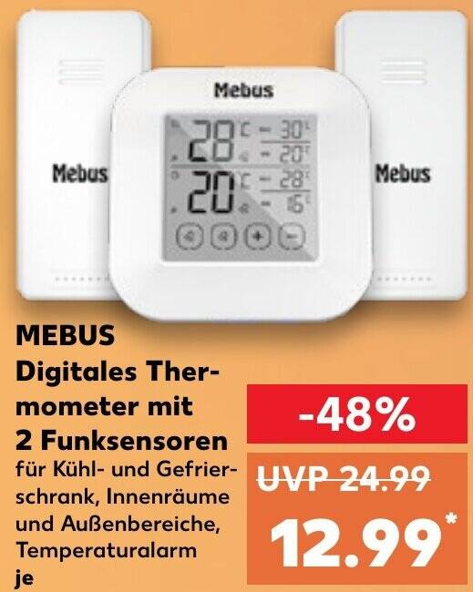 MEBUS Digitales Thermometer mit 2 Funksensoren Angebot bei Kaufland