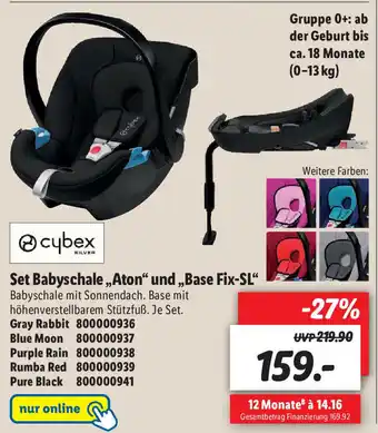 Lidl Cybex Set Babyschale Aton und Base Fix SL Angebot