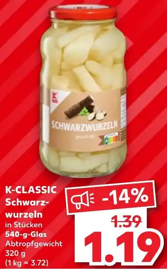 Kaufland K-CLASSIC Schwarzwurzeln 540 g Glas Angebot