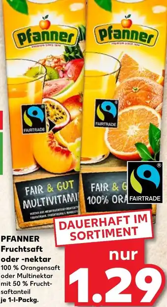 Kaufland PFANNER Fruchtsaft oder nekrtar 1L Angebot