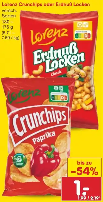 Netto Marken-Discount Lorenz Crunchips oder Erdnuß Locken 130-175 g Angebot