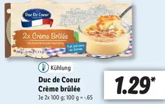 Lidl Duc de Coeur Crème brulée 2x100g Angebot