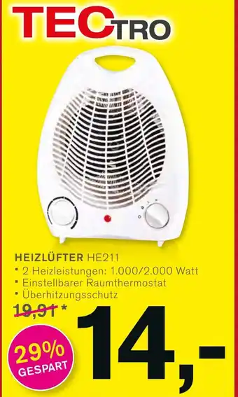 KODi TECTRO HEIZLÜFTER HE211 Angebot