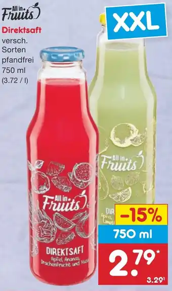 Netto Marken-Discount All in Fruits Direktsaft 750 ml Angebot