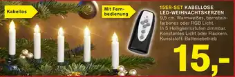 KODi 15ER-SET KABELLOSE LED-WEIHNACHTSKERZEN 9,5 cm. Warmweißes, bernstein-farbenes oder RGB Licht. Angebot