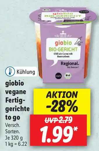 Lidl Giobio vegane Fertiggerichte to go 320g Angebot