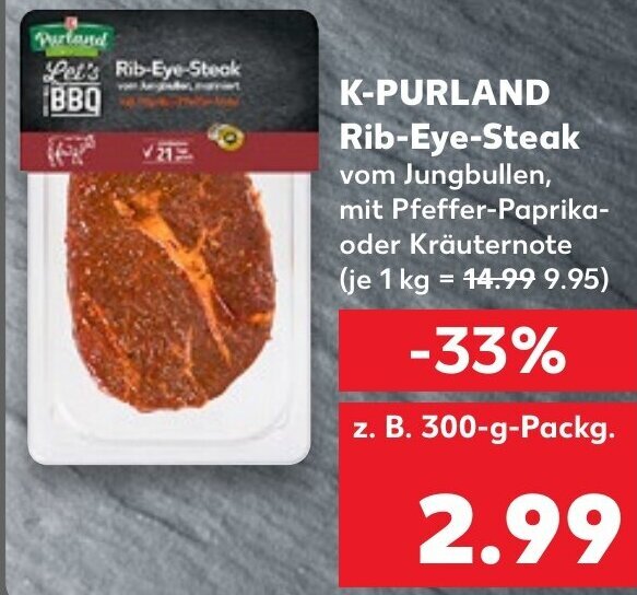 KPURLAND Ribeyesteak 300g Angebot bei Kaufland