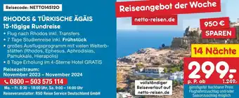 Netto Marken-Discount RHODOS & TÜRKISCHE ÄGÄIS 15-tägige Rundreise Angebot