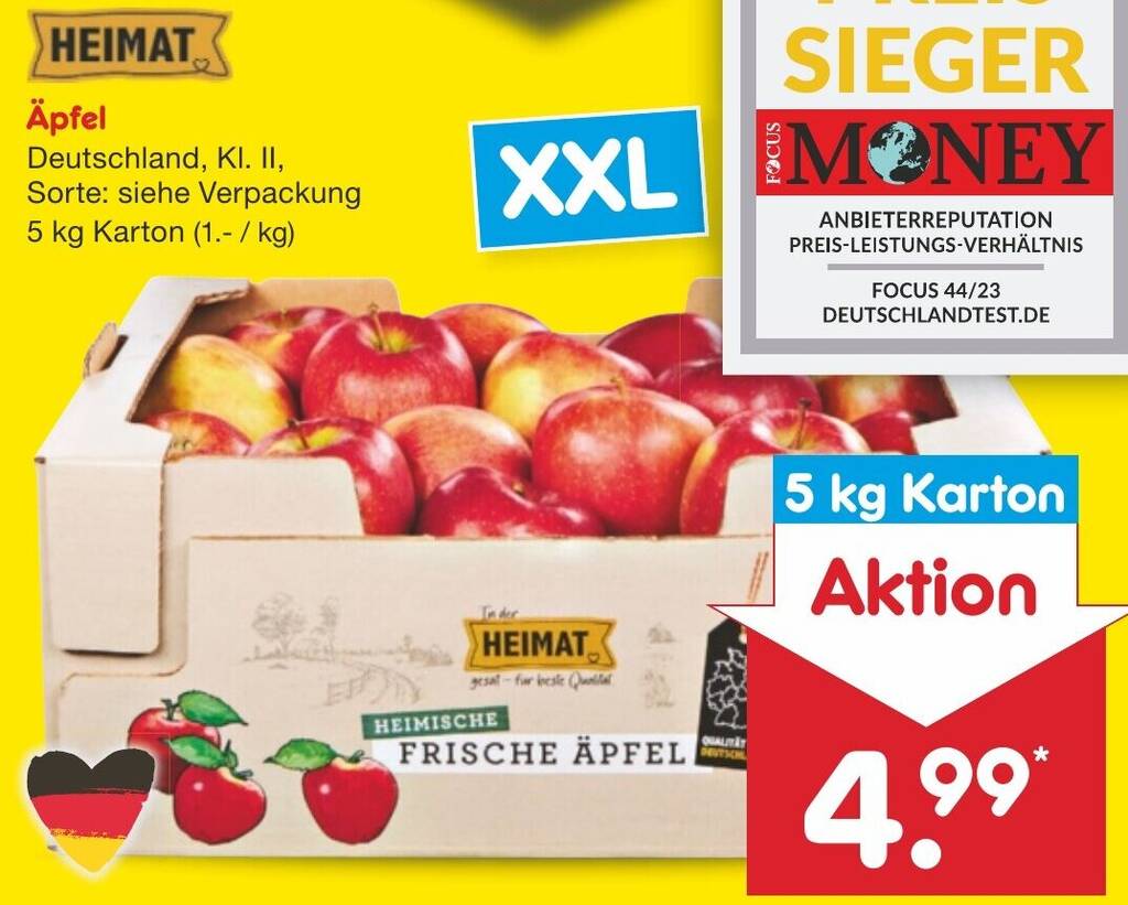 HEIMAT Äpfel 5 kg Karton Angebot bei Netto MarkenDiscount