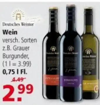 Multi Markt Deutsches Weintor Wein 0,75L Angebot