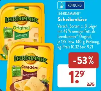 Aldi Süd LEERDAMMER Scheibenkäse 125-140 g Packung Angebot