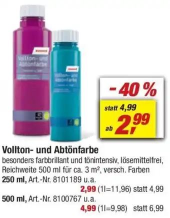 toom Baumarkt Vollton und Abtönfarbe 250 ml Angebot