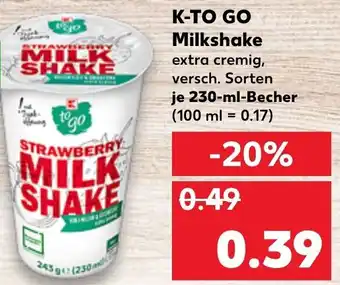 Kaufland K-TO GO Milkshake 230ml Angebot