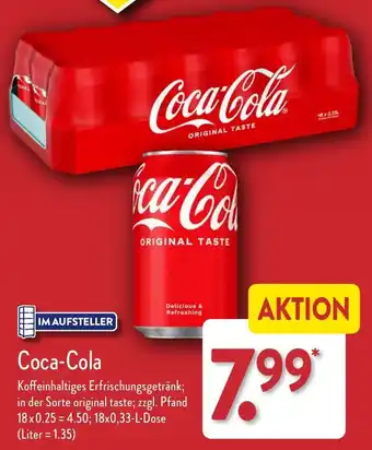 Aldi Nord Coca-Cola 18x0,33 L Dose Angebot