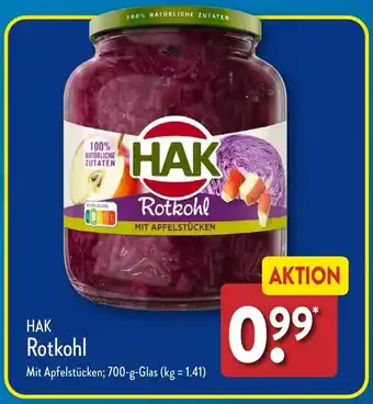 Aldi Nord HAK Rotkohl 700 g Glas Angebot