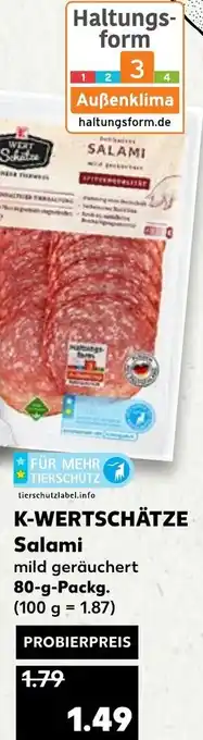 Kaufland K-WERTSCHATZE Salami 80g Angebot