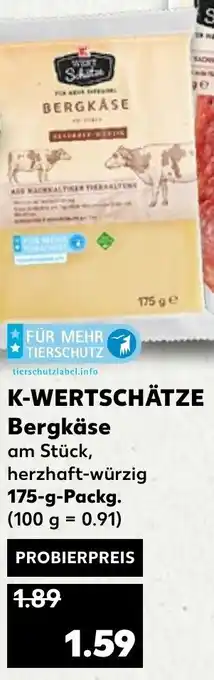 Kaufland K-WERTSCHATZE Bergkase 175g Angebot