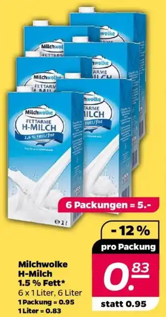 NETTO Milchwolke H-Milch 1.5% Fett 6 x 1 Liter Angebot