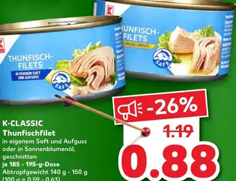 Kaufland K-CLASSIC Thunfishfilet 195g Angebot