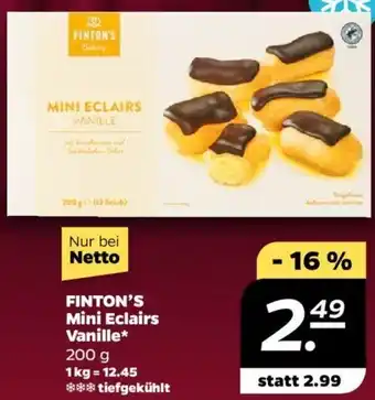 NETTO FINTON'S Mini Eclairs Vanille 200 g Angebot