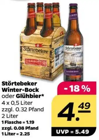 NETTO Störtebeker Winter-Bock oder Glühbier 4 x 0,5 Liter Angebot