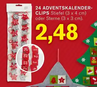 KODi 24 ADVENTSKALENDER-CLIPS Stiefel (3 x 4 cm) oder Sterne (3 x 3 cm). Angebot