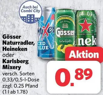 Combi Gösser Naturradler, Heineken oder Karlsberg Mixery 0,33/0,5 L Dose Angebot