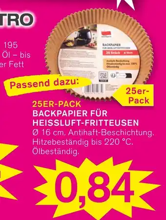 KODi 25ER-PACK BACKPAPIER FÜR HEISSLUFT-FRITTEUSEN Angebot