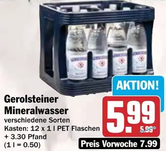 Hit Gerolsteiner Mineralwasser 12x1 L PET Flaschen Angebot