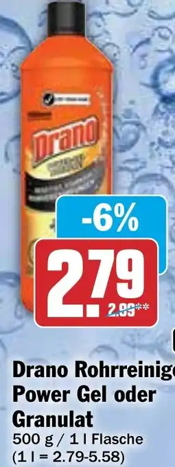 Hit Drano Rohrreiniger Power Gel oder Granulat 500 g/1 L Flasche Angebot