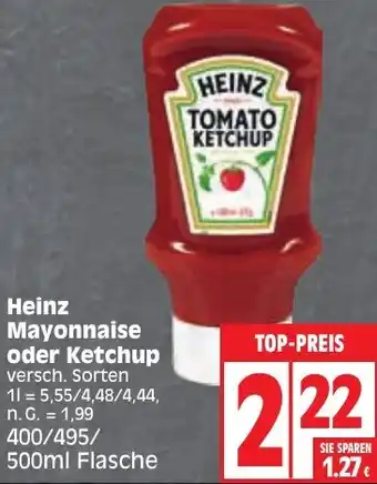 Edeka Heinz Mayonnaise oder Ketchup 400/495/ 500ml Flasche Angebot