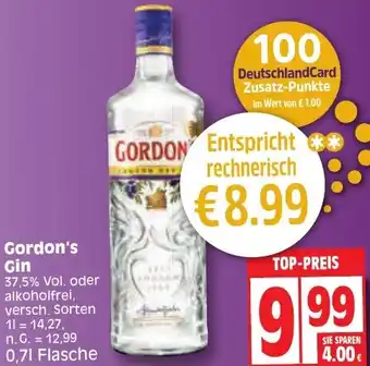 Edeka Gordon's Gin 0,7 L Flasche Angebot