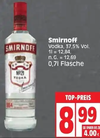 Edeka Smirnoff Vodka 0,7 L Flasche Angebot