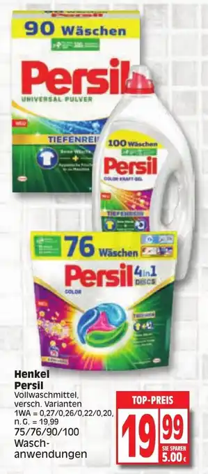 Edeka Henkel Persil Vollwaschmittel 75/76/90/100 Waschanwendungen Angebot