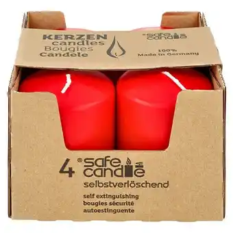 Bauhaus Stumpenkerzen-set safe candle (4 stk., ø x h: 6 x 8 cm, rubin) Angebot