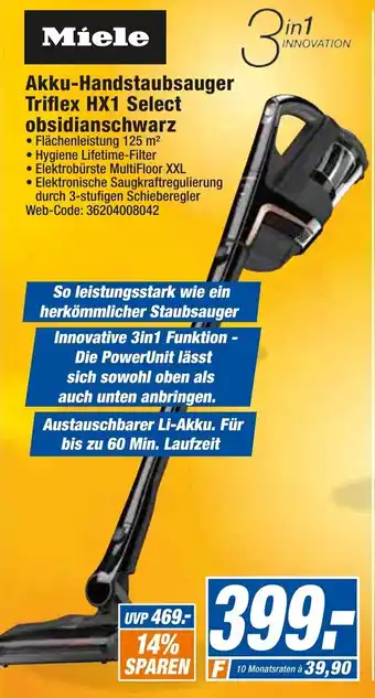 expert Octomedia Miele Akku Handstaubsauger Triflex HX1 Select obsidianschwarz Angebot