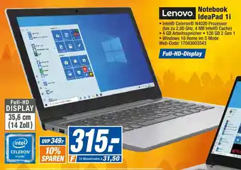 expert Octomedia Lenovo Notebook Ideapad 1i Angebot