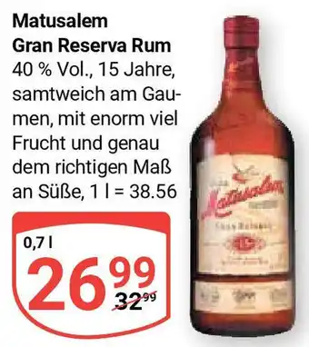 Globus Matusalem Gran Reserva Rum 0,7 L Angebot