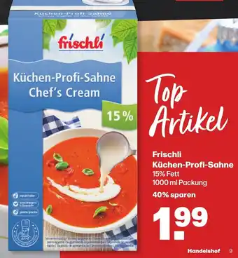 Handelshof Frischli Küchen Profi-Sahne 1000 ml Packung Angebot