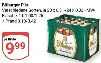 Globus Bitburger Pils 20x0,5/24x0,33 L Angebot