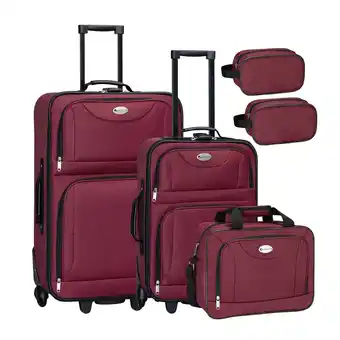 Netto Marken-Discount Juskys trolley reisekoffer set athen 5 teilig - 60 l, 2 rollen, weichschale, handgepäck, bordeaux Angebot