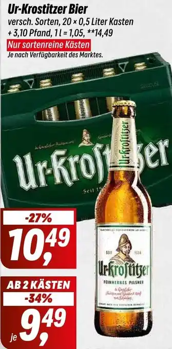 Simmel Ur-Krostitzer Bier 20x0,5 Liter Kasten Angebot