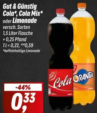 Simmel Gut & Günstig Cola, Cola Mix oder Limonade 1,5 Liter Flasche Angebot